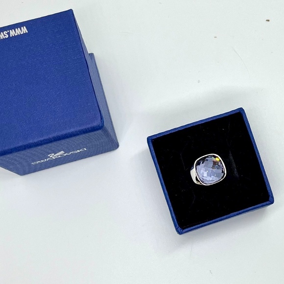 SWAROVSKI Crystal Jewelry Tanzanite Purple Dot Lollipop Silver Cocktail Ring - Picture 9 of 11